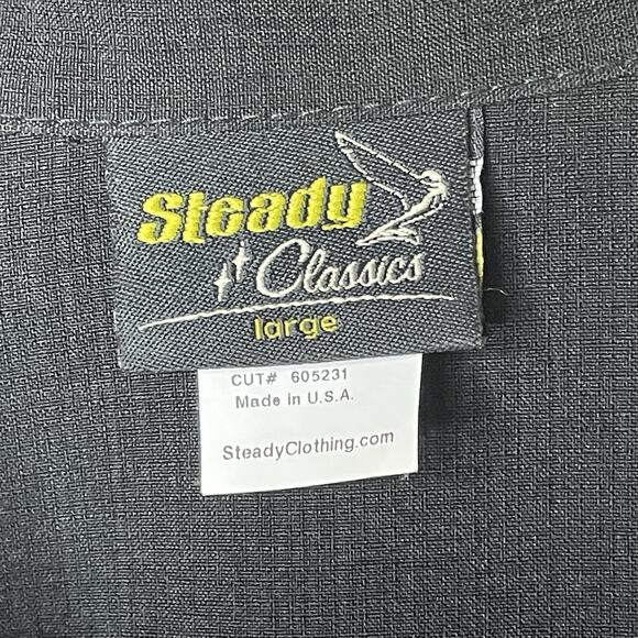 Retro Style Steady Bowling Rockabilly Short Sleeve Bowling Shirt Blk/Cream L/XL - Picture 6 of 10